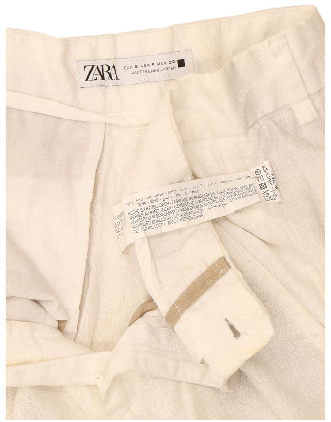 Zara Womens Chino Shorts Small W30  White Linen