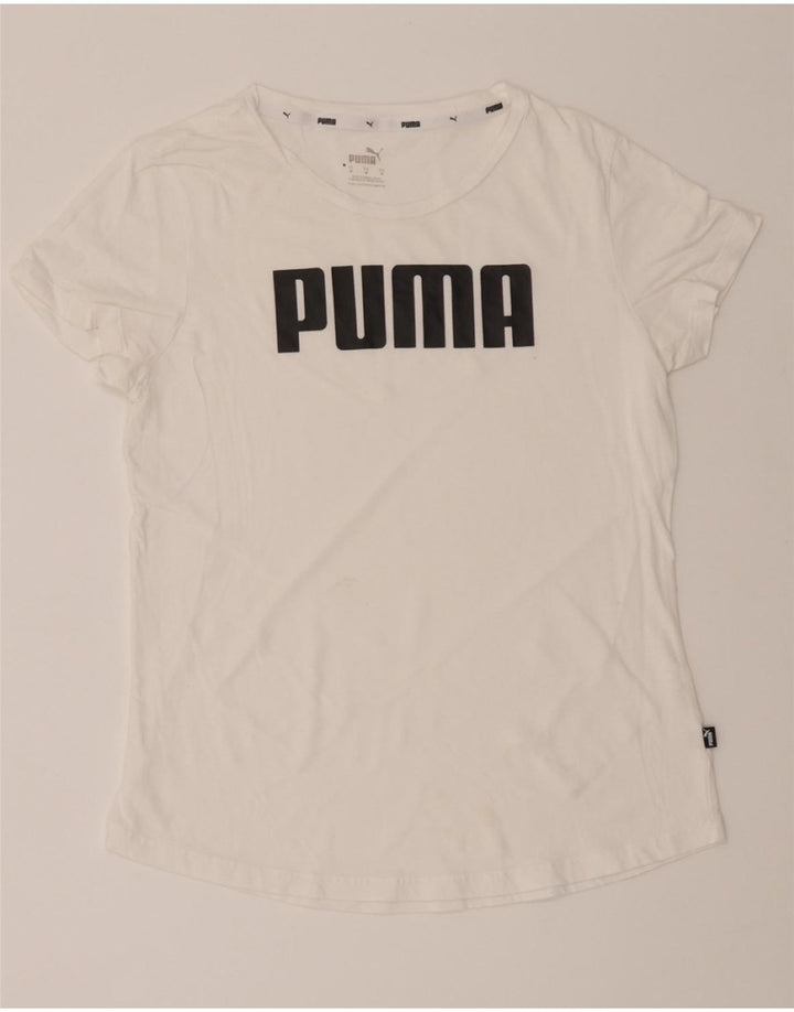 PUMA Womens Graphic T-Shirt Top UK 12 Medium White Vintage Puma and Second-Hand Puma from Messina Hembry 