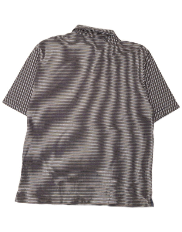 Dockers Mens Polo Shirt XL Grey Striped Cotton