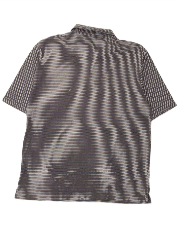 Dockers Mens Polo Shirt XL Grey Striped Cotton