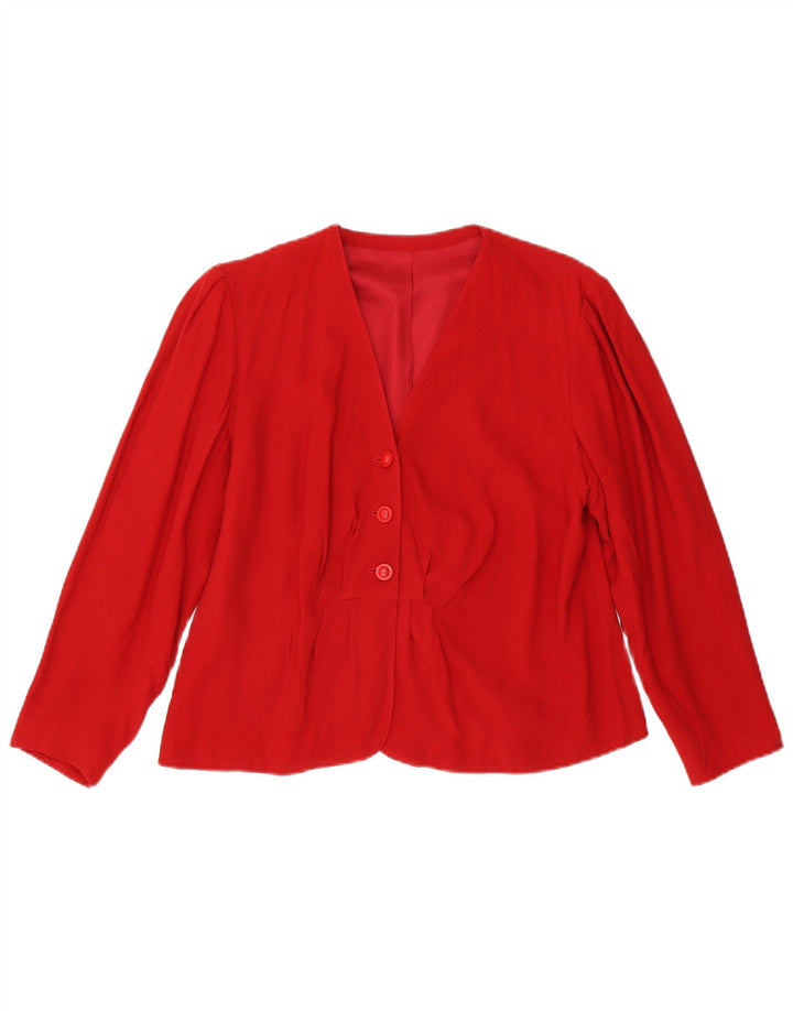 VINTAGE Womens 3 Button Blazer Jacket UK 12 Medium Red