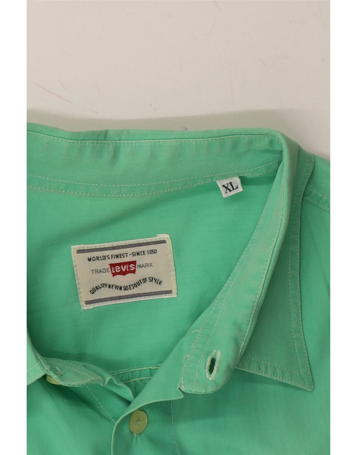 LEVI'S Mens Short Sleeve Shirt XL Green Cotton Vintage Levi's and Second-Hand Levi's from Messina Hembry 