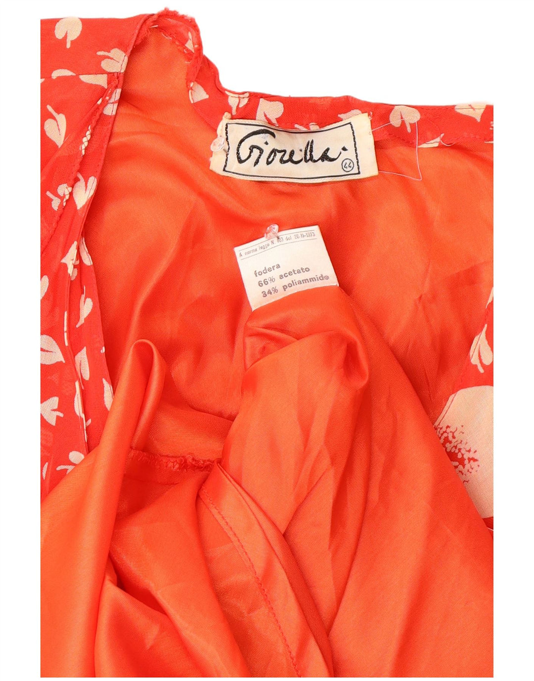 Vintage Womens Ruffle Front A-Line Dress ITB 44 Medium Red Floral Retro