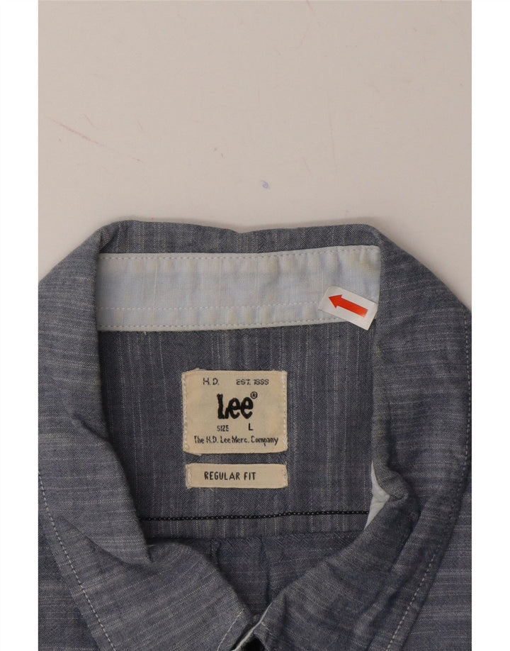 LEE Mens Regular Fit Short Sleeve Shirt Large Grey Flecked Cotton Vintage Lee and Second-Hand Lee from Messina Hembry 