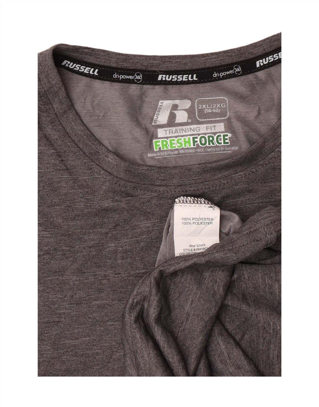 Russell Athletic Mens T-Shirt Top 2XL Grey Polyester Sports