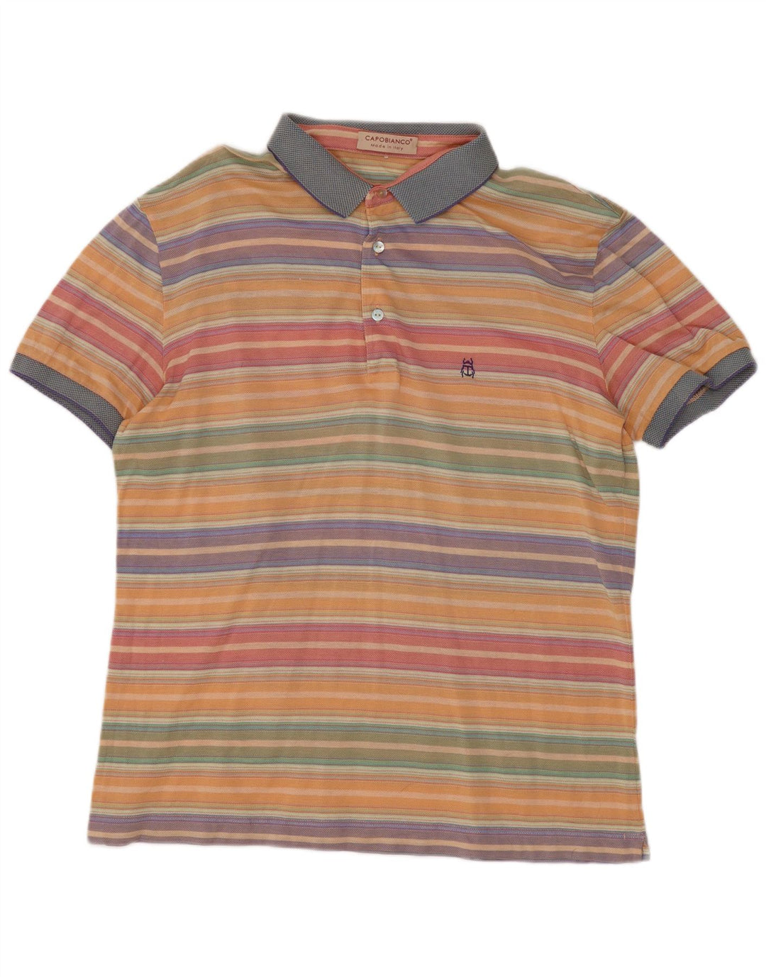 Capobianco Mens Polo Shirt Medium Multicoloured Striped