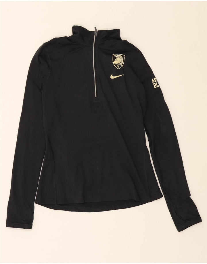 NIKE Womens Dri Fit Zip Neck Pullover Tracksuit Top UK 10 Small Black Vintage Nike and Second-Hand Nike from Messina Hembry 