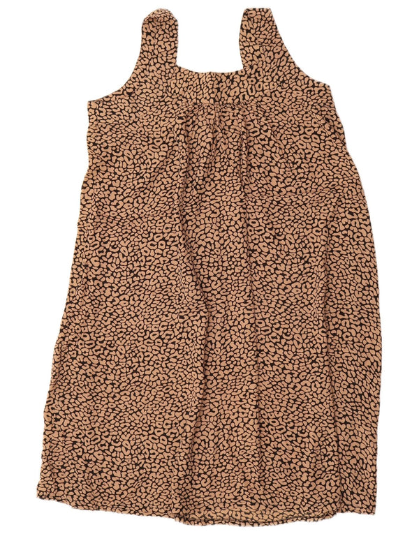 Vintage Womens Sleeveless Tent Dress UK 10 Small Brown Animal Print