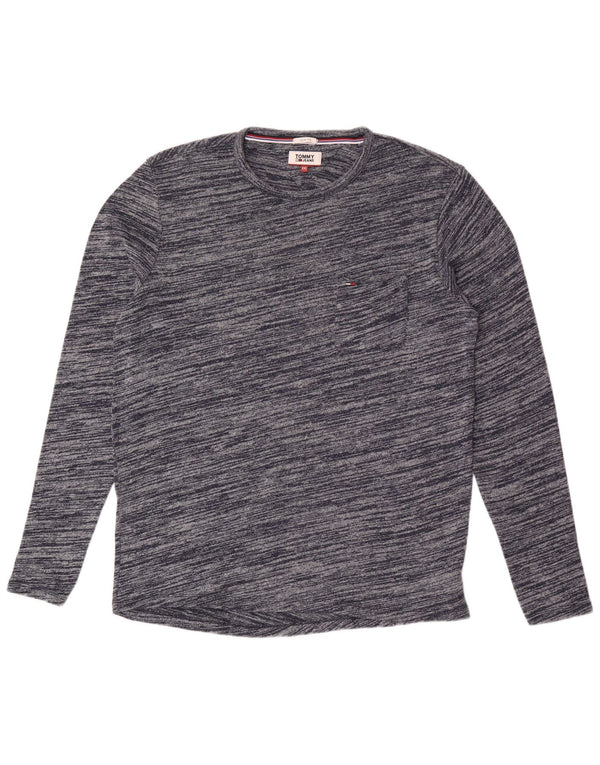 Tommy Hilfiger Mens Slim Fit Top Long Sleeve 2XL Navy Blue Flecked Cotton