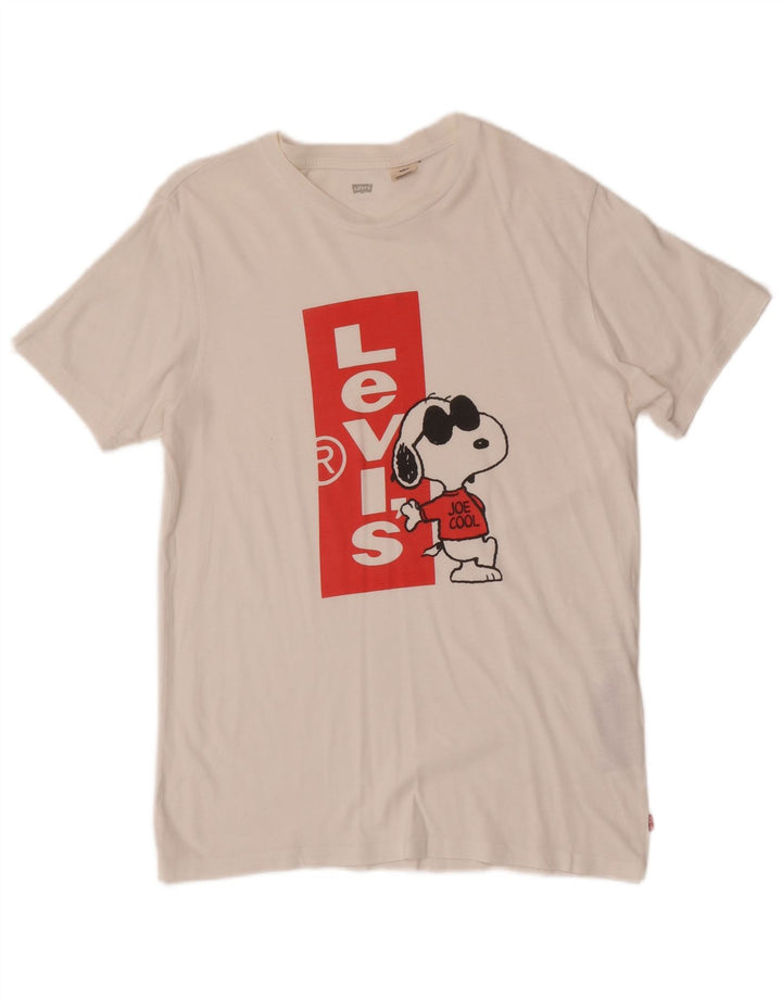 Levi's Mens Peanuts Graphic T-Shirt Top Small White Cotton