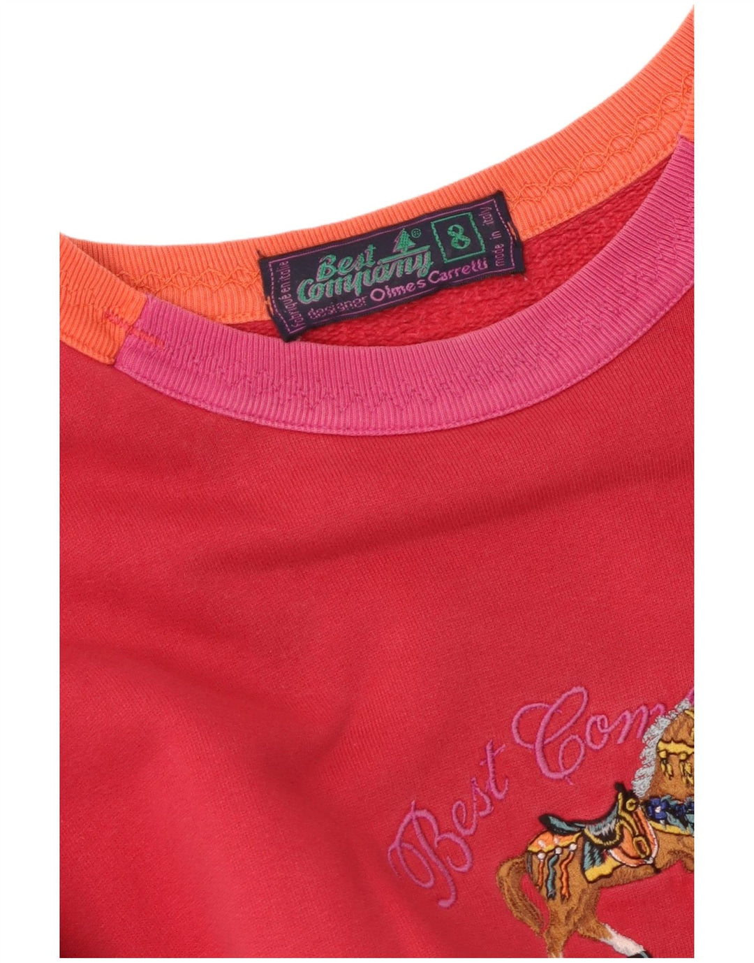 BEST COMPANY Womens Oversized Graphic Sweatshirt Jumper UK 8 Small  Red