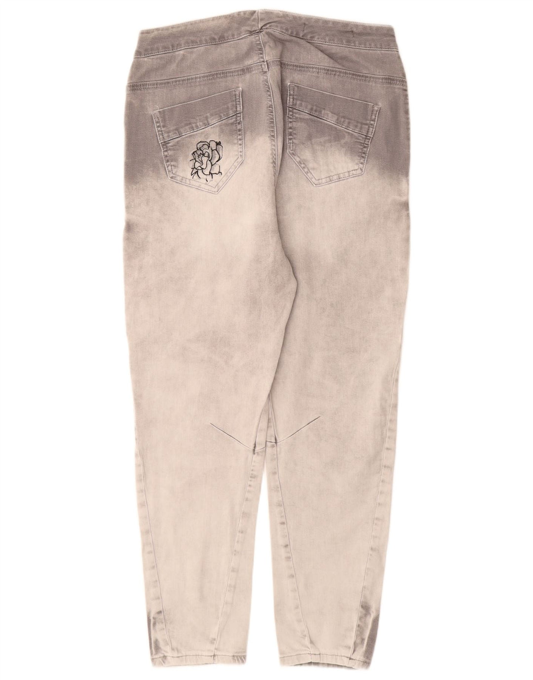 DESIGUAL Womens Crop Slim Jeans Large W34 L26 Grey Tie Dye Cotton