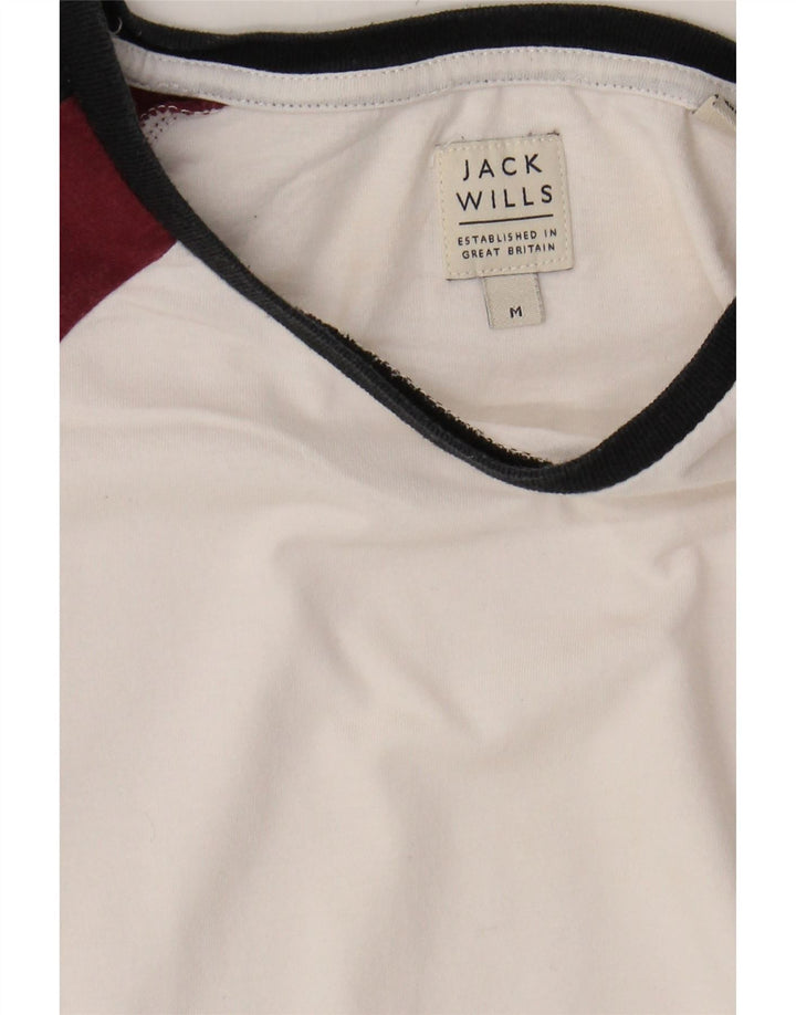 JACK WILLS Mens T-Shirt Top Medium White Colourblock Cotton Vintage Jack Wills and Second-Hand Jack Wills from Messina Hembry 