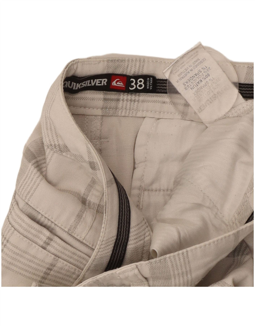 QUIKSILVER Mens Chino Shorts W38 XL  White Check Cotton