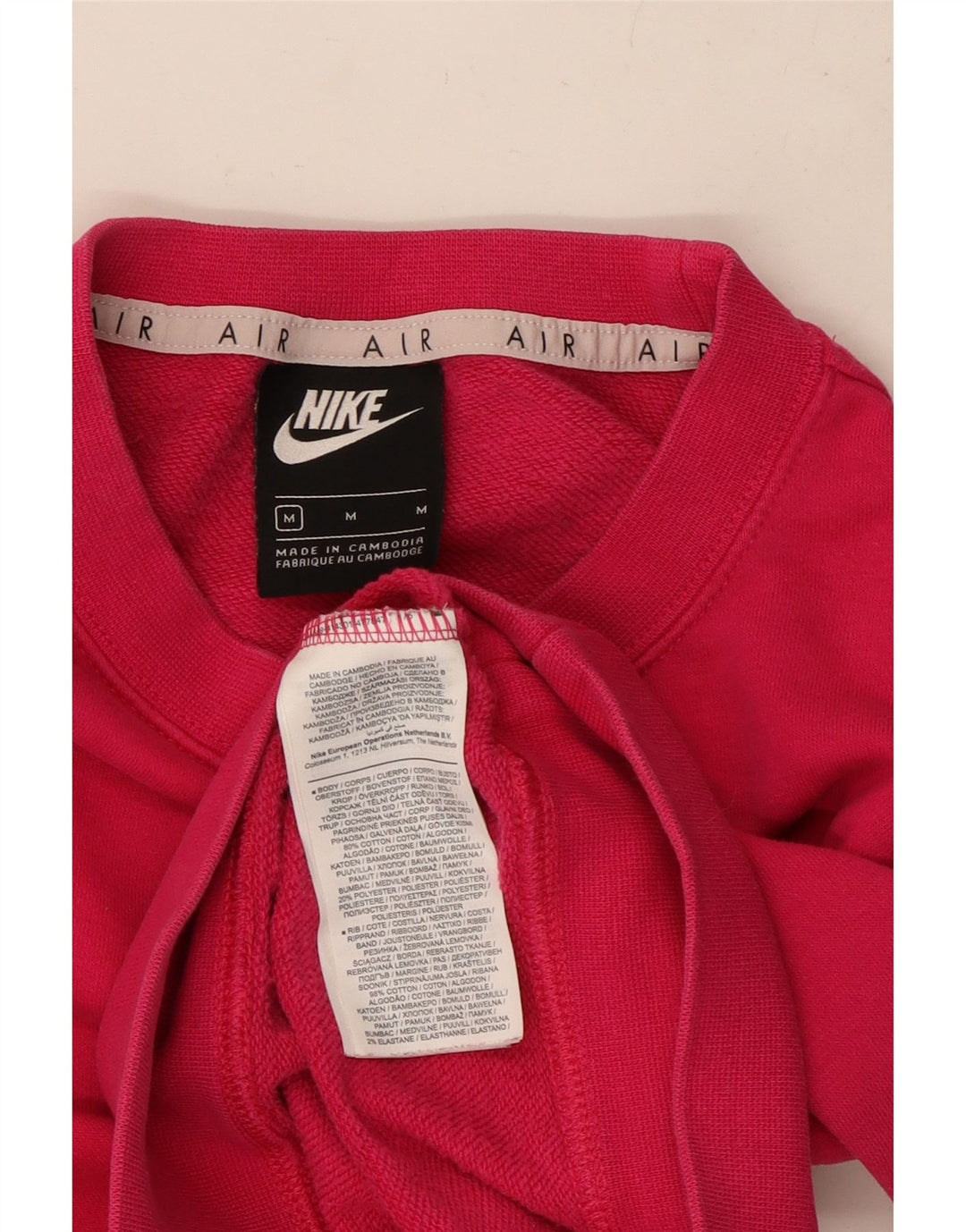 Nike Womens Crop Graphic Sweatshirt Jumper UK 14 Medium Pink Cotton