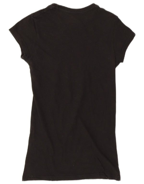 Hard Rock Cafe Womens Paris Graphic T-Shirt Top UK 8 Small Black Cotton