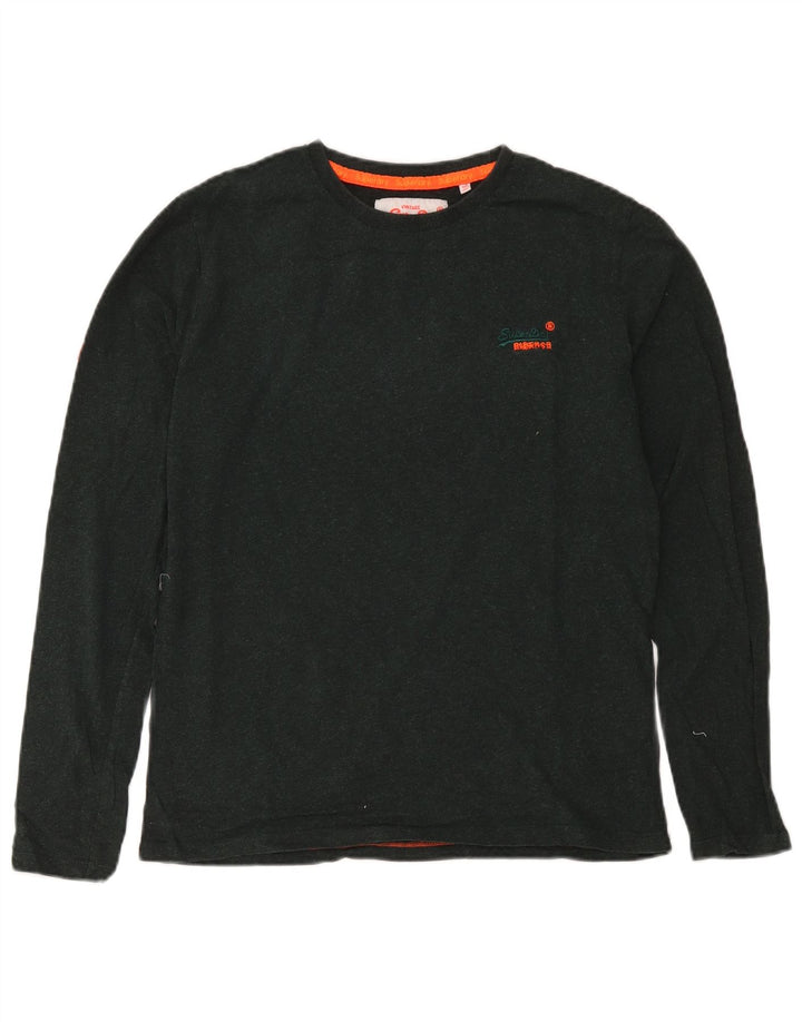 Superdry Mens Top Long Sleeve Medium Green Cotton
