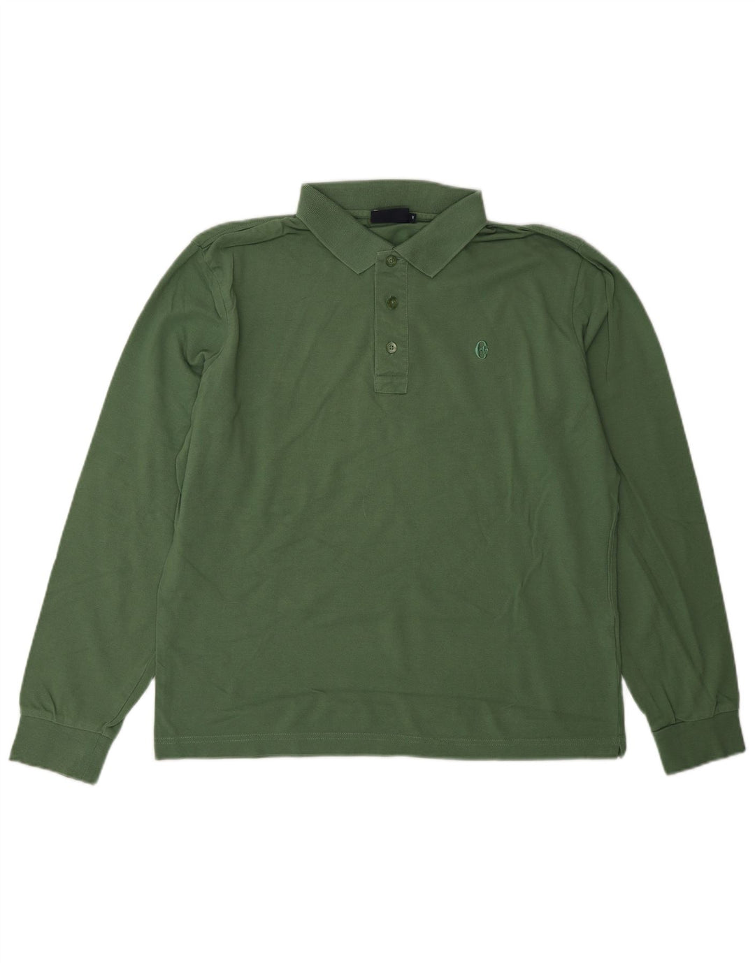CONTE OF FLORENCE Mens Long Sleeve Regular Fit Polo Shirt Medium Green
