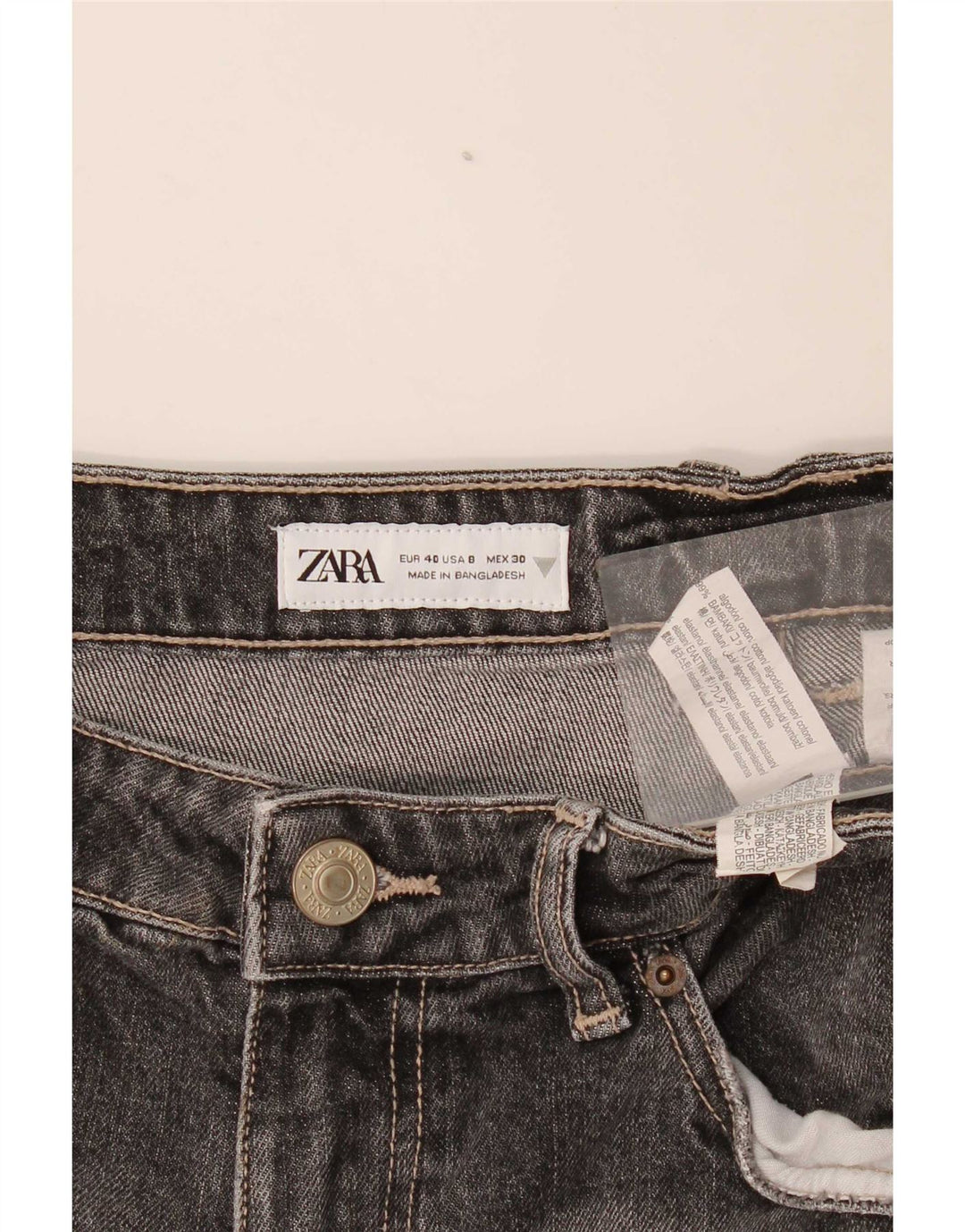 Zara Mens Straight Jeans EU 40 Medium W30 L32 Grey Cotton