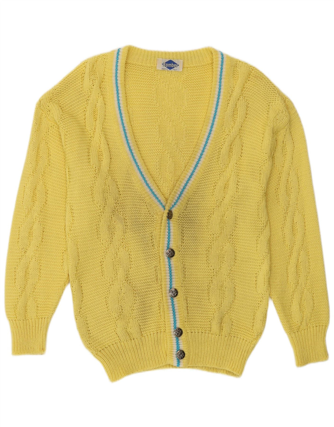 Vintage Mens Cardigan Sweater Medium Yellow