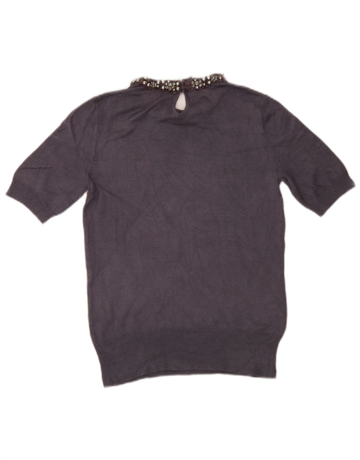 Zara Womens Blouse Top UK 12 Medium Navy Blue