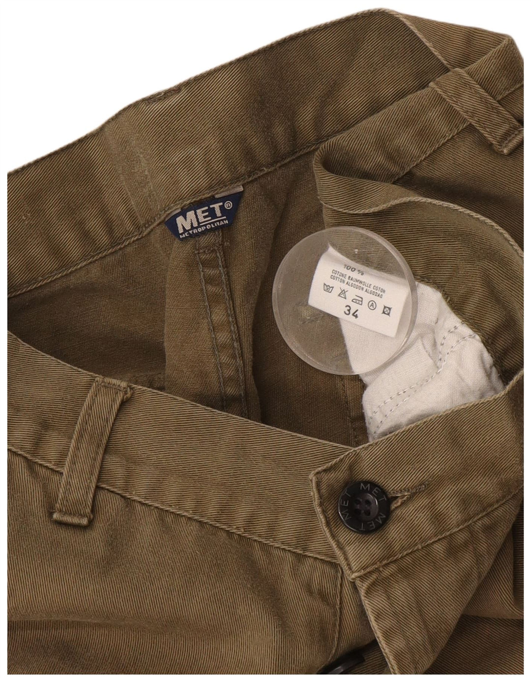 Metropolitan Mens Cargo Shorts W34 Large Khaki Cotton
