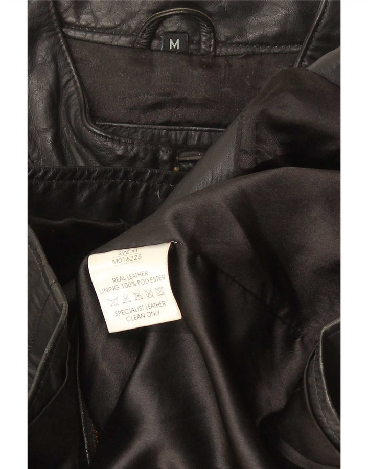 Lee Cooper Mens Leather Jacket UK 38 Medium Black Striped