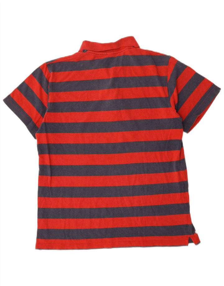 Reebok Mens Polo Shirt Large Red Striped Cotton