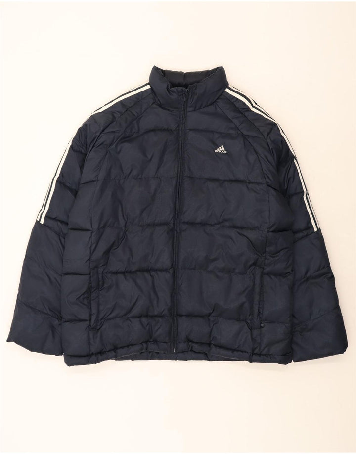 ADIDAS Mens Padded Jacket UK 42 XL Navy Blue Polyester