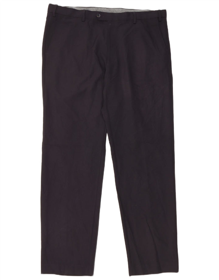 Marks & Spencer Mens Regular Fit Suit Trousers W40 L33 Navy Blue Polyester