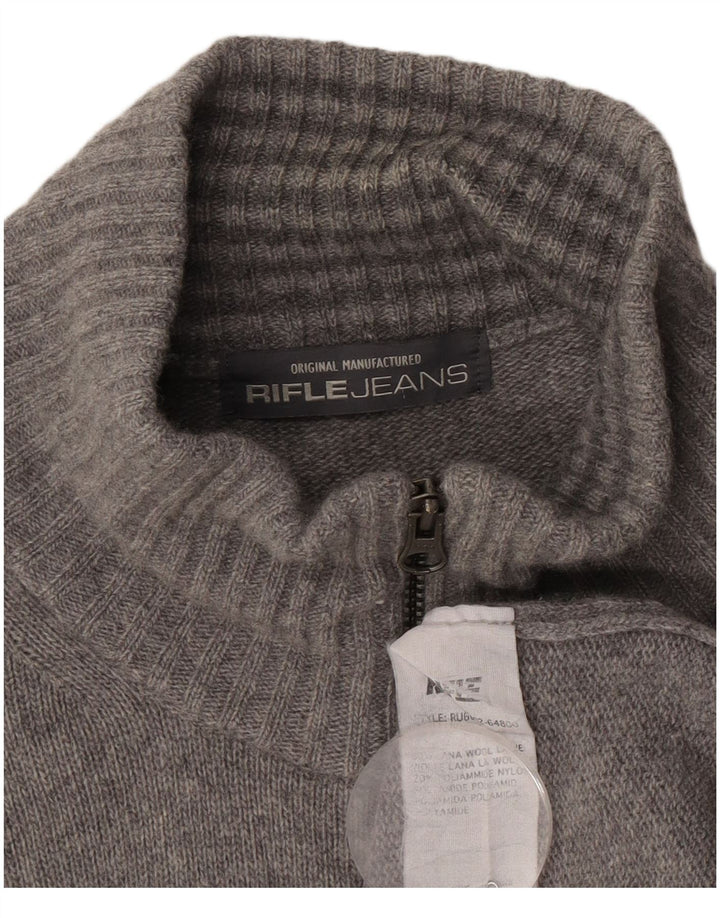 Rifle Mens Cardigan Sweater 2XL Grey Wool