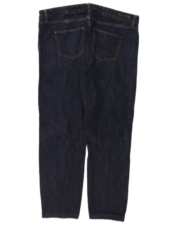 Marks & Spencer Womens Tapered Jeans UK 18 XL W38 L28 Navy Blue Cotton