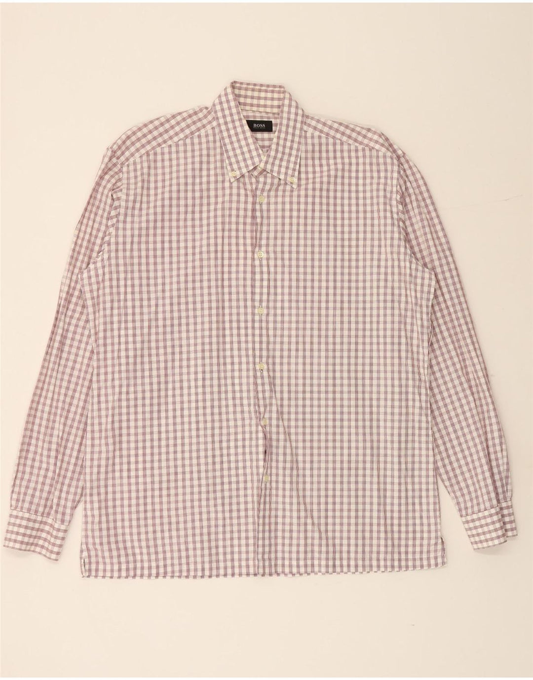 HUGO BOSS Mens Shirt Size 16 41 Large White Check Cotton