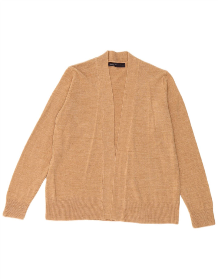Marks & Spencer Womens Open Cardigan Sweater UK 14 Medium Beige Acrylic