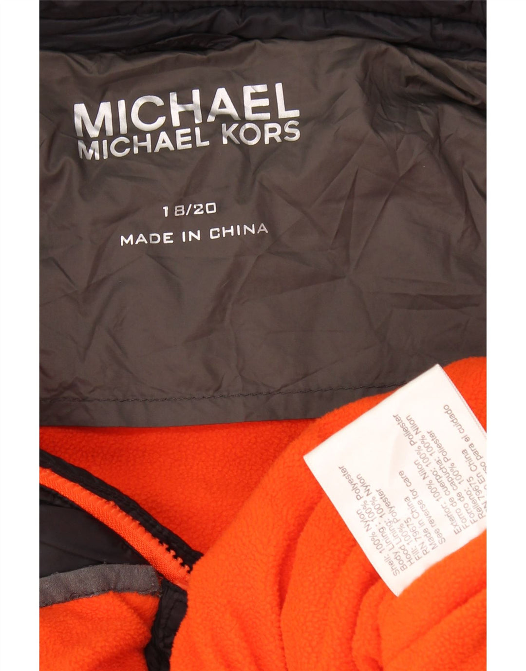 MICHAEL KORS Boys Hooded Padded Jacket 15-16 Years Grey Colourblock Nylon