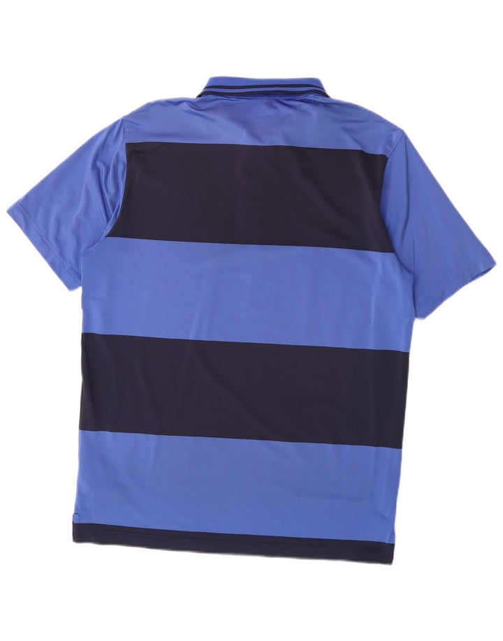 PUMA Mens Polo Shirt Medium Blue Striped Polyester