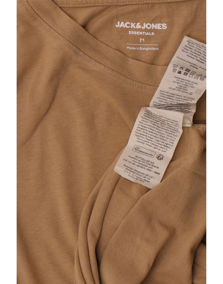 JACK & JONES Mens T-Shirt Top Medium Beige Cotton