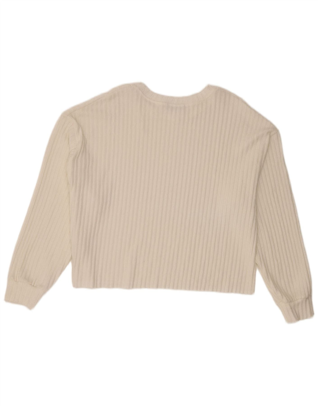 Zara Womens Crop Boat Neck Jumper Sweater UK 14 Medium White Polyester