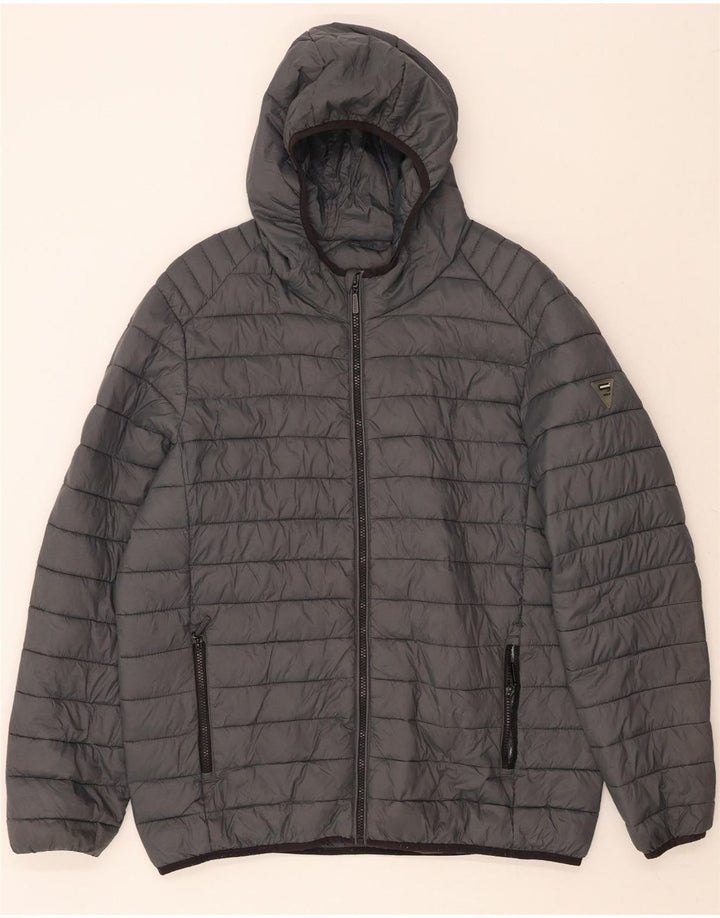 CARRERA Mens Hooded Padded Jacket UK 42 XL Grey Polyamide Vintage Carrera and Second-Hand Carrera from Messina Hembry 