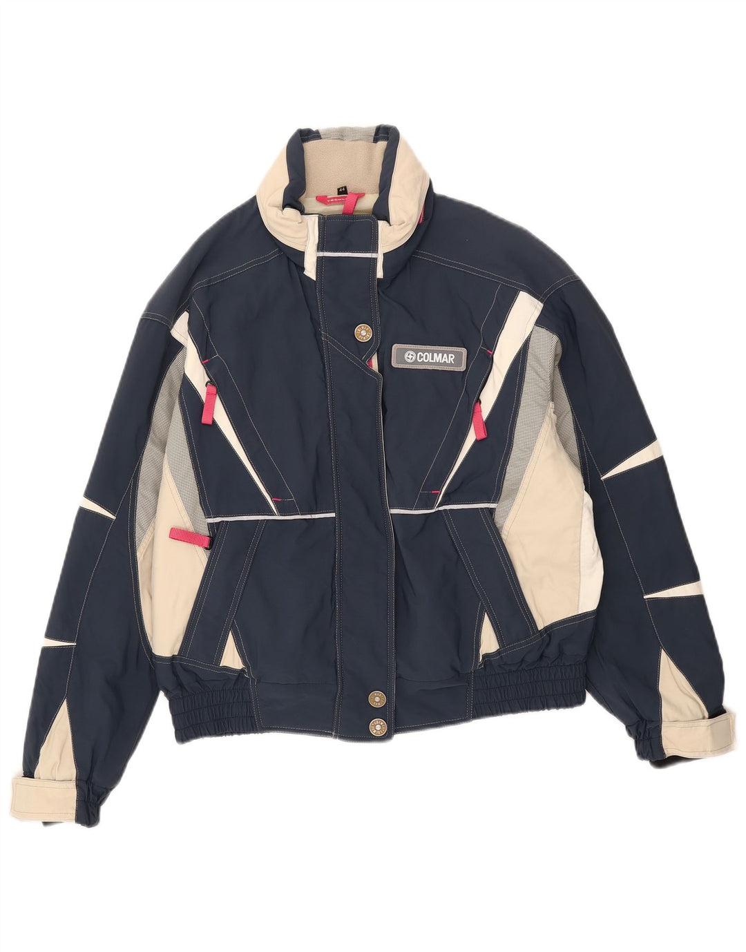 Colmar Womens Hooded Ski Jacket IT 44 Medium Navy Blue Colourblock