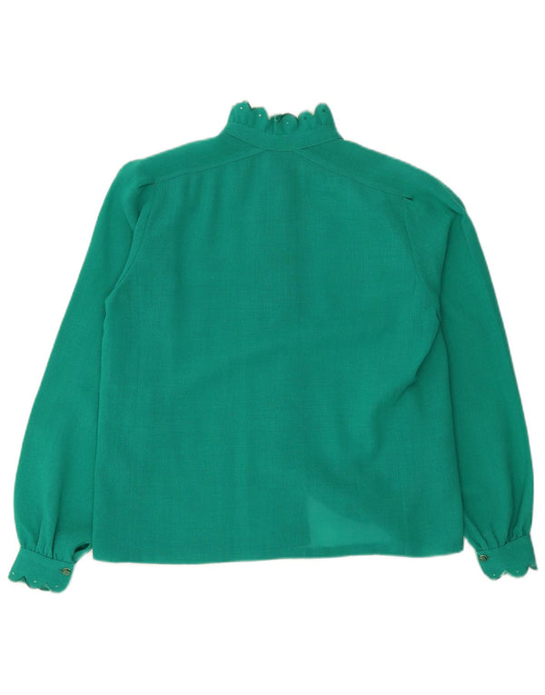 Vintage Womens Shirt Blouse UK 16 Large Turquoise