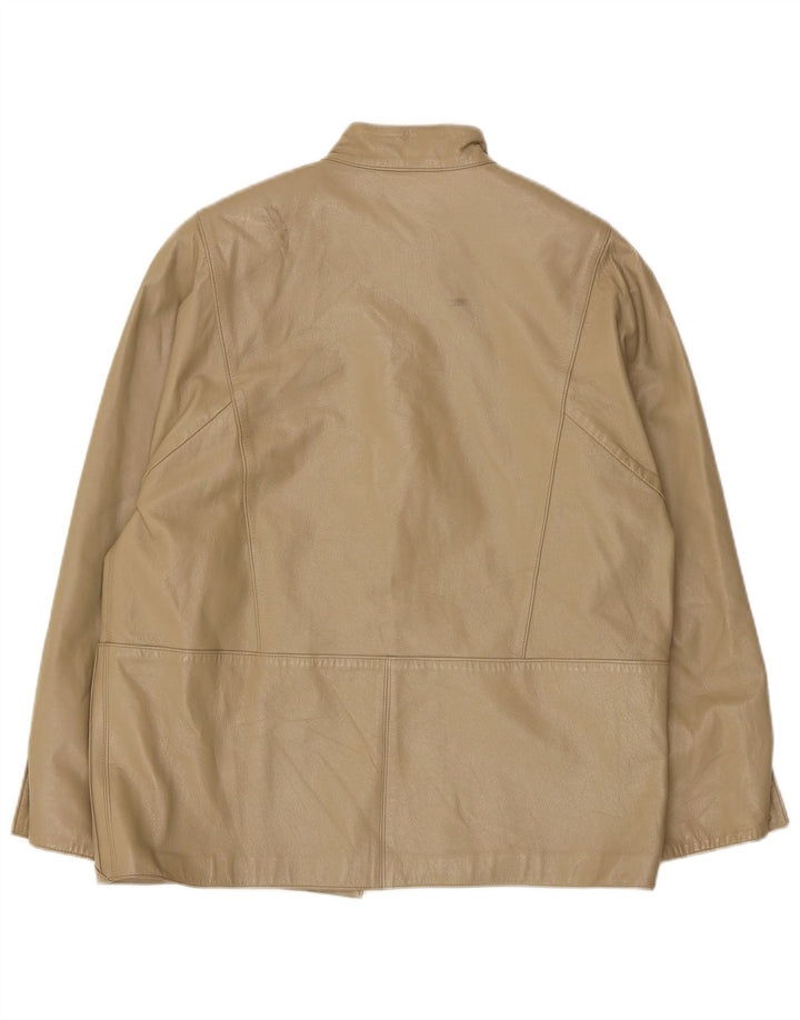 Vintage Womens Leather Jacket IT 46 Large Beige Leather