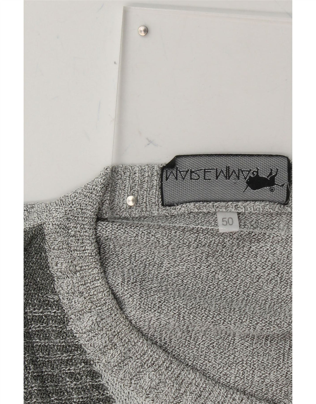 VINTAGE Mens V-Neck Jumper Sweater IT 50 Medium Grey Colourblock Vintage Vintage and Second-Hand Vintage from Messina Hembry 