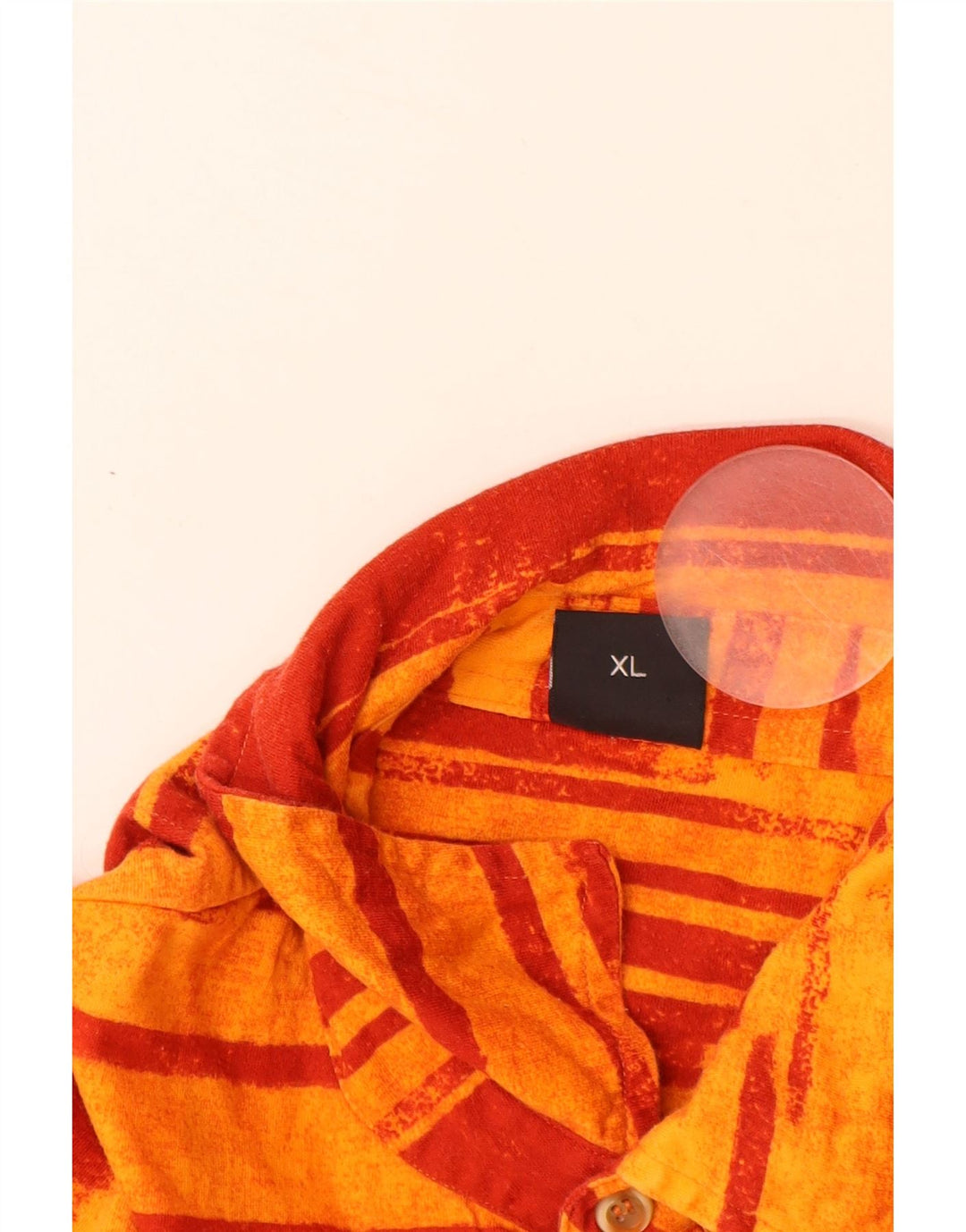 HUGO BOSS Mens Short Sleeve Pullover Shirt XL Orange Striped Cotton