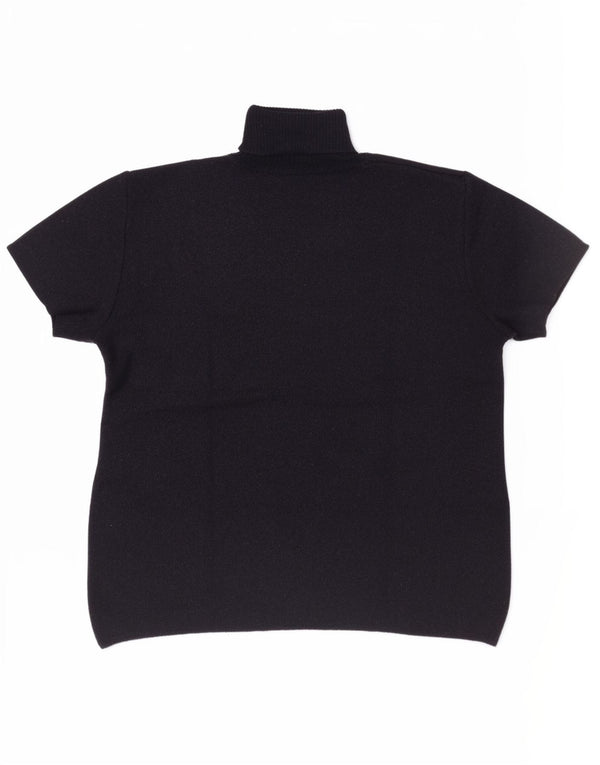 Zara Womens Short Sleeve Roll Neck Jumper Sweater UK 14 Large Navy Blue
