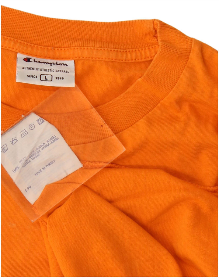 Champion Mens T-Shirt Top Large Orange Cotton