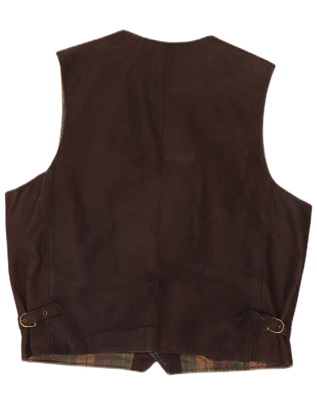 Vintage Mens Leather Waistcoat IT 56 2XL Brown