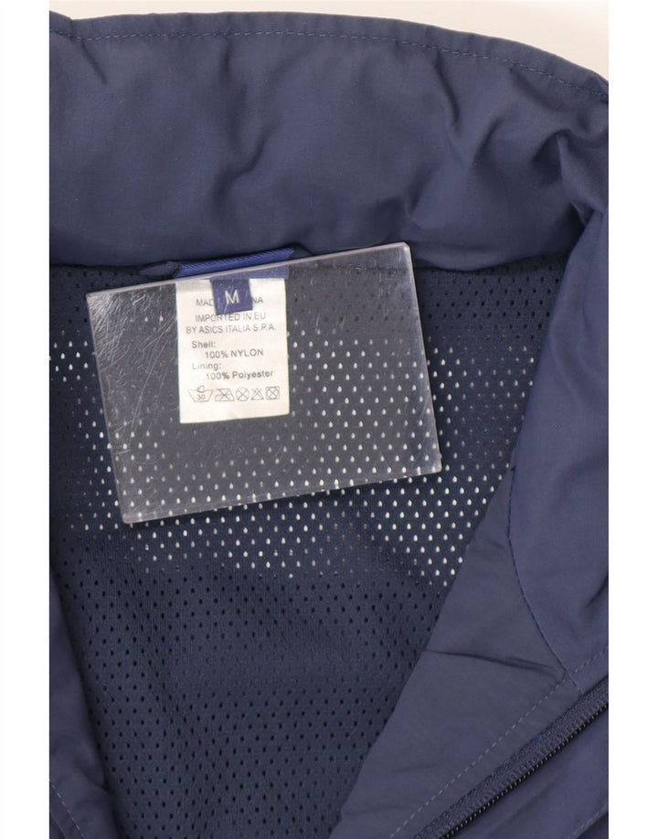 ASICS Mens Graphic Tracksuit Top Jacket Medium Navy Blue Colourblock