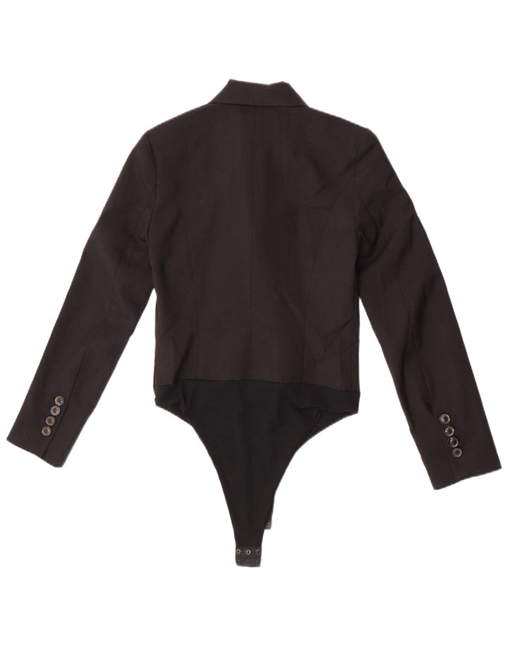 Zara Womens Bodysuit UK 10 Small Black Colourblock Polyester