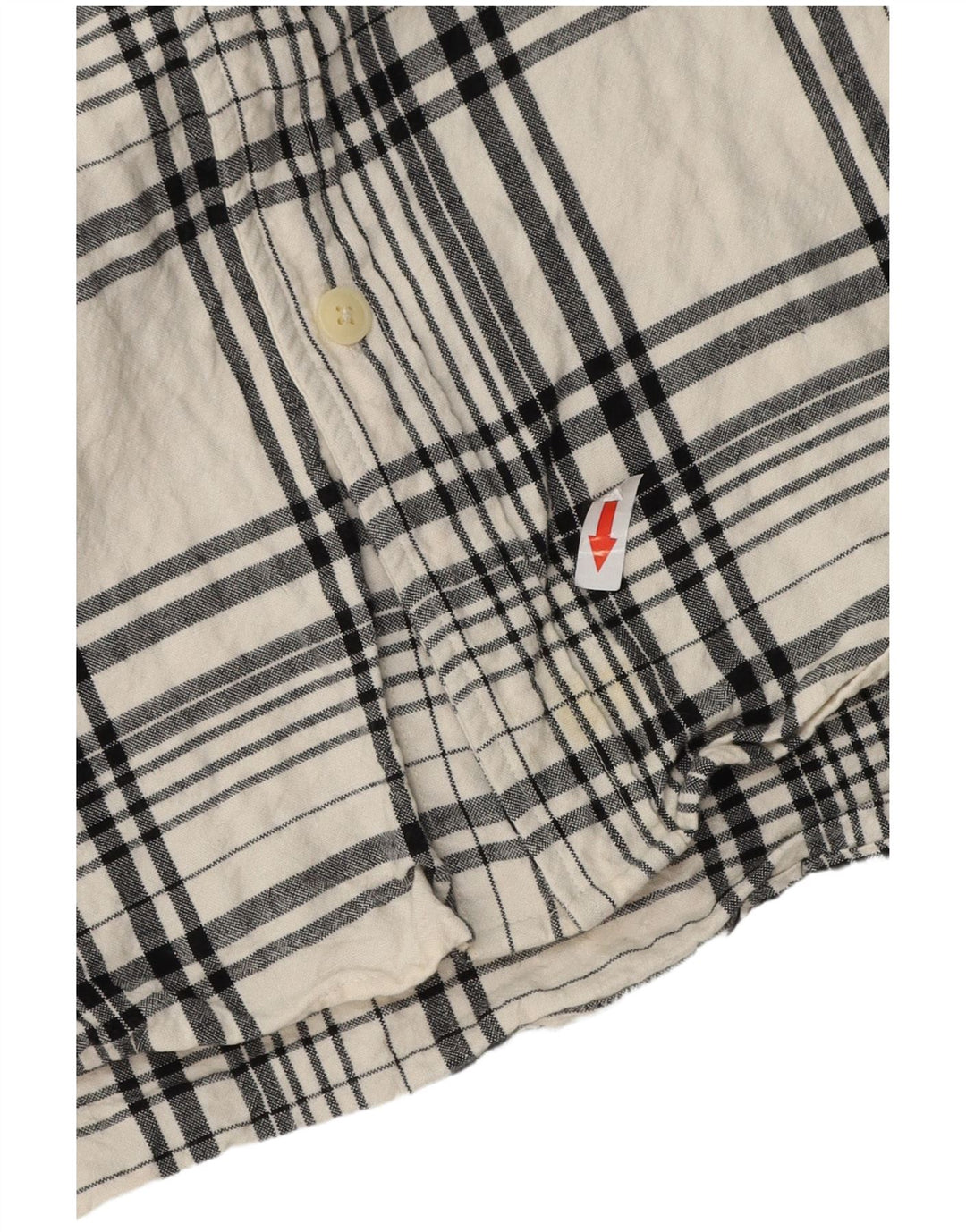 Zara Mens Relaxed Fit Flannel Shirt Medium Off White Check Cotton